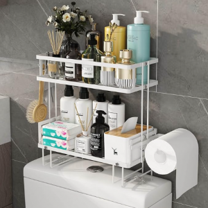 Godboat Bathroom Organizer - Over The Toilet Storage Cabinet, 2-Tier Floating Shelves @ Amazon