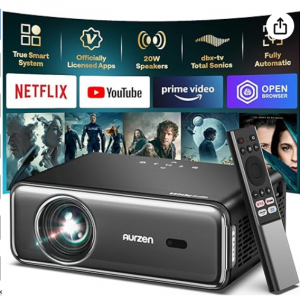 Amazon - Aurzen EAZZE D1 Pro 智能投影仪 自带20W扬声和系统 ，现价$149.98