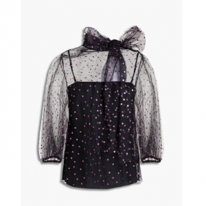 REDVALENTINO 蝴蝶结亮片薄纱衬衫