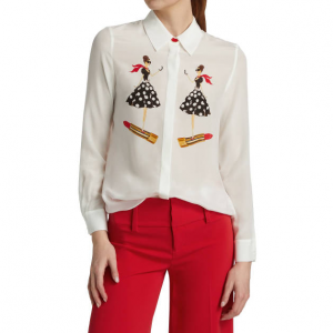 Alice + Olivia  Willa Placket 真丝上衣
