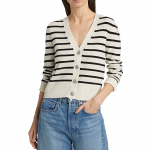 Veronica Beard Solene 条纹羊绒开衫