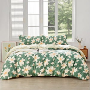 SAPHREAS Home Queen Size Green Duvet Cover 3 Pieces 100% Cotton @ Amazon