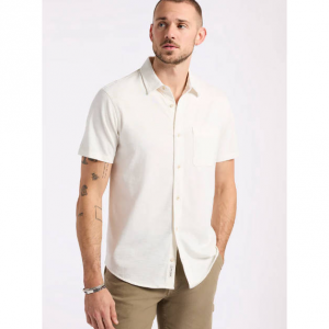 Buffalo David Bitton Savoya Men's Short-Sleeve Slub Jersey Fitted Shirt, Milk - BM24612