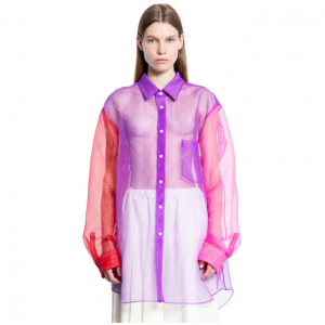 Comme Des Garçons Spliced Tulle Pocket Shirt