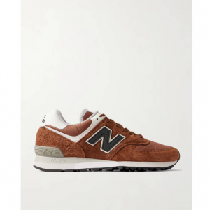 NEW BALANCE 576 皮革邊飾絨麵革和網眼運動鞋