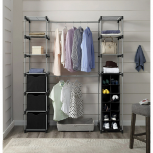 Mainstays Non-Woven Closet Organizer, 2-Tower 9-Shelves, Easy to Assemble, Black @ Walmart