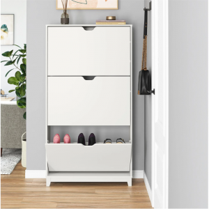 Mainstays 3-Tier Shoe Storage Cabinet, White @ Walmart