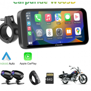 Carpuride W603D 无线便携式摩托车音响，带高清双摄像头