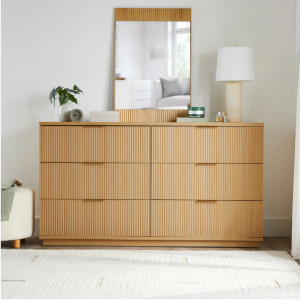 Better Homes & Gardens Lillian Fluted 6 Drawer Dresser, Natural Pine Finish @ Walmart