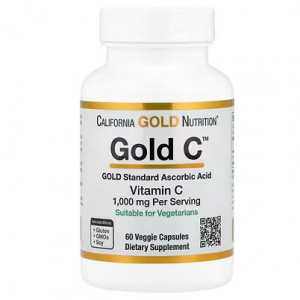 California Gold Nutrition, Gold C™, USP Grade Vitamin C, 1,000 mg, 60 Veggie Capsules