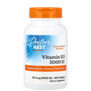 Doctor's Best, Vitamin D3, 125 mcg (5,000 IU), 360粒