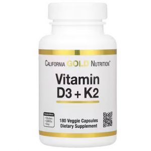 California Gold Nutrition, Vitamin D3 + K2 as MK-7, 180粒