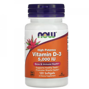 NOW Foods, Vitamin D-3,  5,000 IU, 120粒