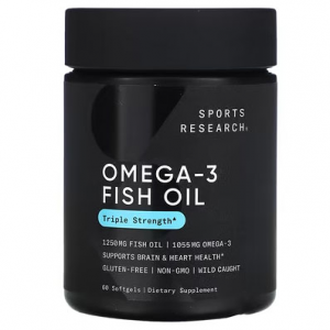 Sports Research, 欧米伽-3 鱼油，1250 毫克，60 粒软凝胶