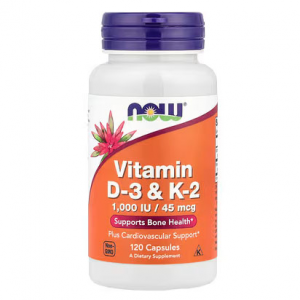 NOW Foods, 维生素 D3 + K2 素食胶囊，120 粒装