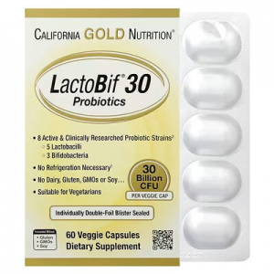 California Gold Nutrition, LactoBif® 30 益生菌，300 亿 CFU，60 粒素食胶囊
