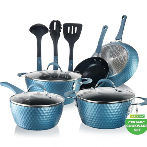 NutriChef 11 Pc Pots and Pans Set Non Stick Cookware with Ceramic Coating @ Amazon