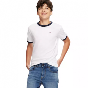 Tommy Hilfiger Big Boys Contrast Trim Embroidered Logo Ken Tee