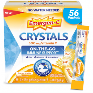 Emergen-C Crystals, On-The-Go Immune Support Supplement, Orange Vitality - 56 Stick Packs @ Amazon
