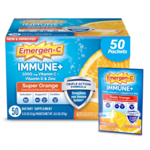Emergen-C Immune+ Triple Action Immune Support Powder, Super Orange – 50 Count @ Amazon