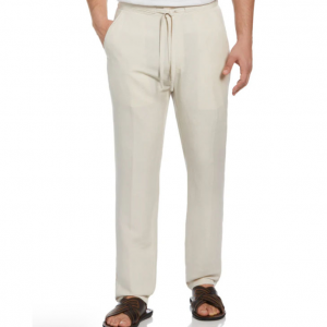 亚麻混纺抽绳裤