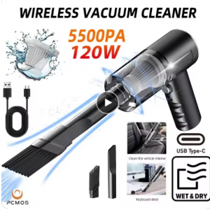 Pcmos 1pcワイヤレス掃除機家庭用と車用のデュアル使用120wハイパワーパワフル掃除機ブラック