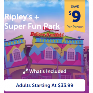 Ripley's Branson - Ripley's主题乐园 + 超级乐园门票，立减$9 