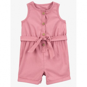 女婴无袖帆布连体衣