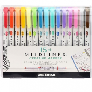 斑马 Zebra 双头荧光笔套装，15色 @ Amazon
