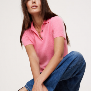 Lightweight Cashmere Short-Sleeve Sweater Polo
