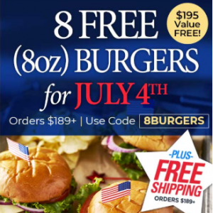 4th of July Special: 8 FREE Gourmet Steak Burgers @ Chicago Steak Company