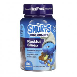 The Smurfs, 儿童软糖，宁静睡眠，3 岁以上，精灵莓味，50 粒