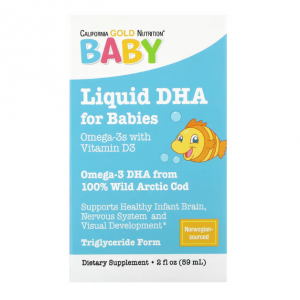 California Gold Nutrition, 婴儿 DHA，含维生素 D3 和 EPA 的 Omega-3，1050 微克，2 液量盎司（59 毫升）