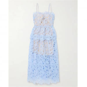 SELF-PORTRAIT Crystal-detailed organza 中长连衣裙