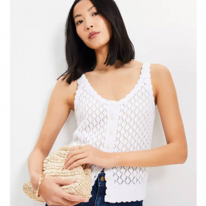 LOFT 钩针纽扣毛衣背心