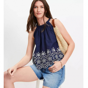 LOFT Daisy Eyelet Scalloped 露背上衣