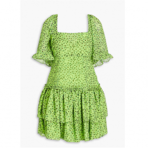 GANNI Tiered floral-print voile 迷你连衣裙