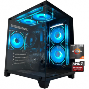 YAWYORE 游戏台式电脑，AMD Ryzen 5 5600GT，16GB RAM 和 1TB M.2 NVMe PCle4.0，ARGB 风扇，W