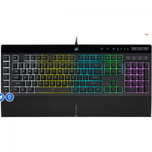 Corsair K55 RGB PRO 薄膜有线游戏键盘 - IP42 防尘防泼溅，6 个宏键