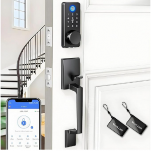 BlackSmith Smart Keyless Entry Door Lock Set /Front Door Handle, 0.1s Fingerprint Biometric Unlock