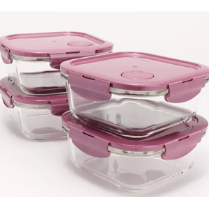 乐扣乐扣 3 杯通风玻璃杯套装(4 件)