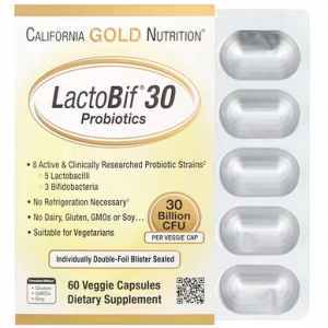 California Gold Nutrition, LactoBif® 30益生菌，300 亿菌落形成单位，60 粒素食胶囊