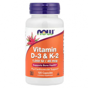 NOW Foods, Vitamin D-3 & K-2, 120粒