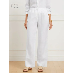 阔腿水洗亚麻裤