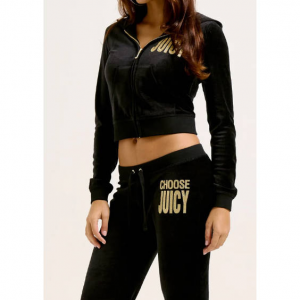 Juicy Couture Black choose juicy bamboo 丝绒连帽运动衫