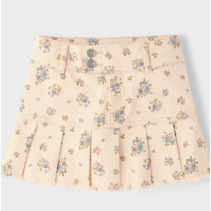 Girls Floral Pleated Skort - tan