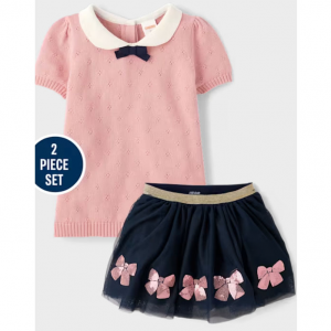 Girls Sequin Bow Tutu 2-Piece Outfit Set - Campus Cuties - multi