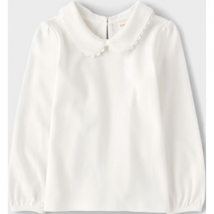 Girls Peter Pan Top - Little Essentials - white