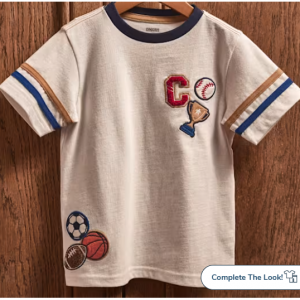 Boys Embroidered Varsity Top - Campus Cuties - white