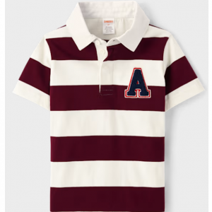 Kids Striped Rugby Polo - Campus Cuties - burgundy